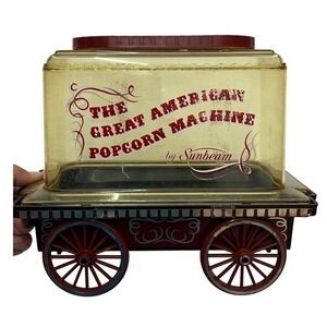 Vintage 1970s Sunbeam Great American Popcorn Machine Wagon‎ Corn Popper #18-90